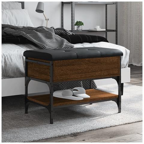 Panca Porta Scarpe Rovere Marrone 62x42x45 Cm Legno Multistrato - Foto 1