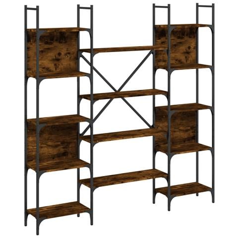 Libreria Rovere Fumo 155,5x24x166,5 Cm In Legno Multistrato - Foto 2