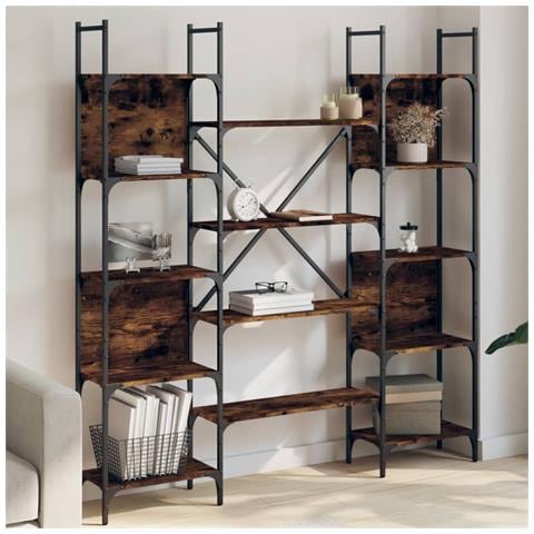 Libreria Rovere Fumo 155,5x24x166,5 Cm In Legno Multistrato - Foto 1