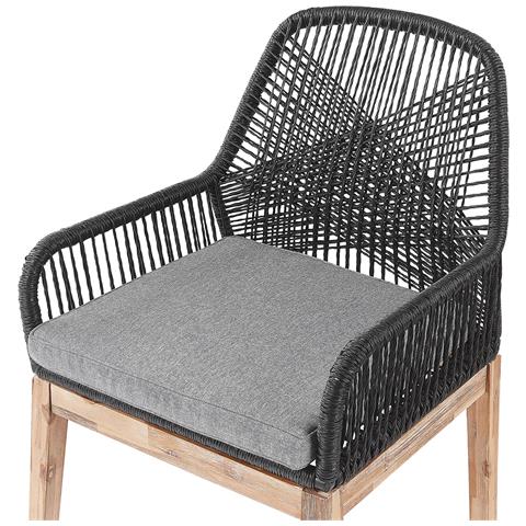 Set Da Esterno Con Tavolo Tondo In Cemento E 4 Sedie Nere Olbia - Foto 8