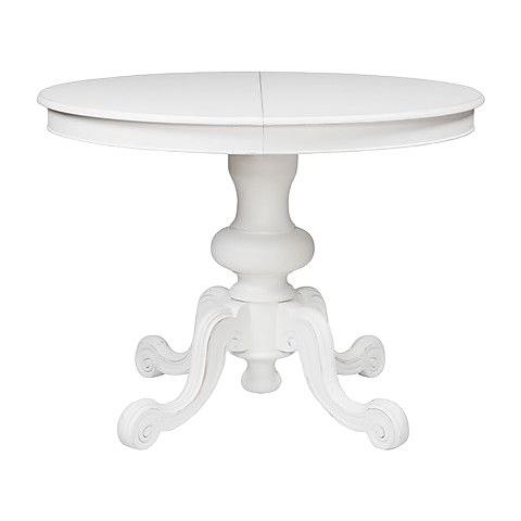Tavolo Classico Rotondo Colore Bianco, Con 1 Allunga, Ø120 - Foto 1