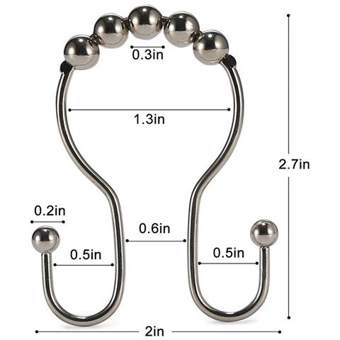 Confezione Da 12 Anelli Ganci Per Tende Da Doccia: Scorrimento Fluido Silver - Foto 2