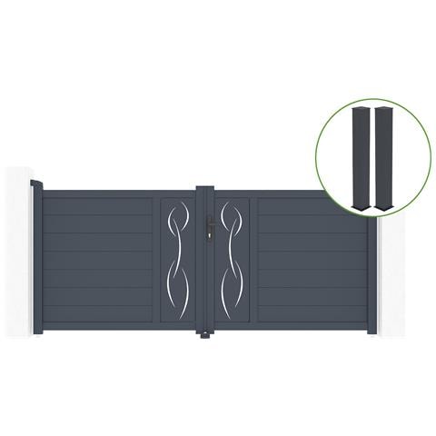 Cancello Battente 3m Life Alt. 120cm Grigio Alluminio + 2 Montanti 20x20cm Alt. 166cm - Foto 1