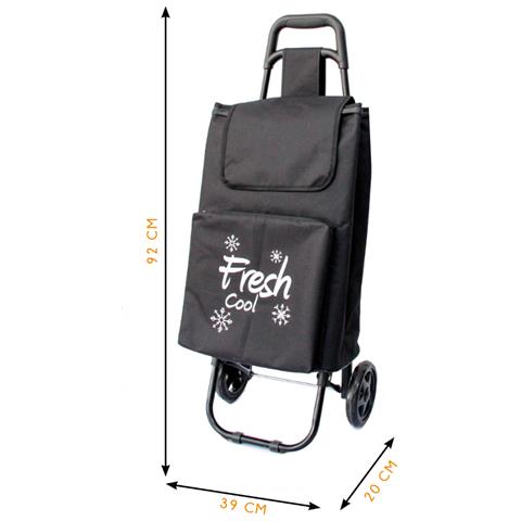 Carrello Spesa Termico Con Ruote Trolley Portaspesa Con Manico Alfredo Carrello Nero - Foto 4