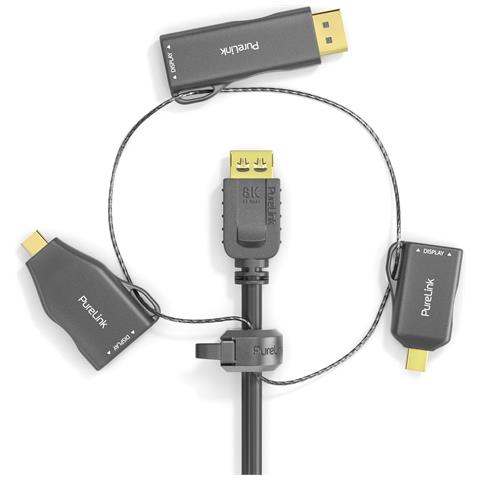 IQ-AR100 adattatore per inversione del genere dei cavi DisplayPort + Mini DisplayPort + USB Type-C 3 x HDMI Nero, Oro - Foto 2