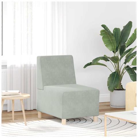 Divano Sedia Grigio Chiaro 55 cm Velluto - Foto 1