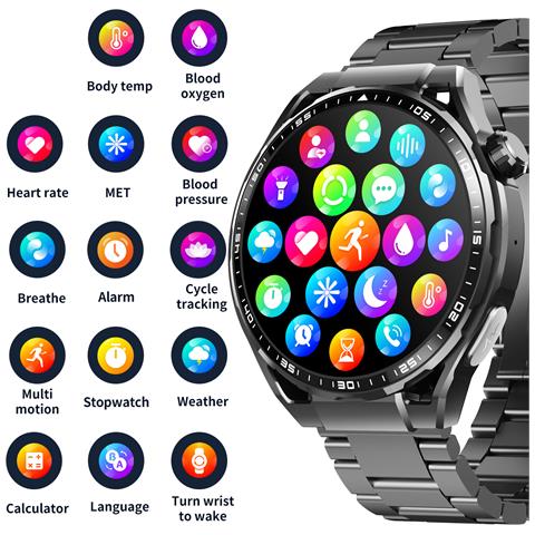 Smartwatch Con Ecg, Cardiofrequenzimetro, Fitness Tracker E Molteplici Modalità Sportive Black Leather Strap - Foto 2