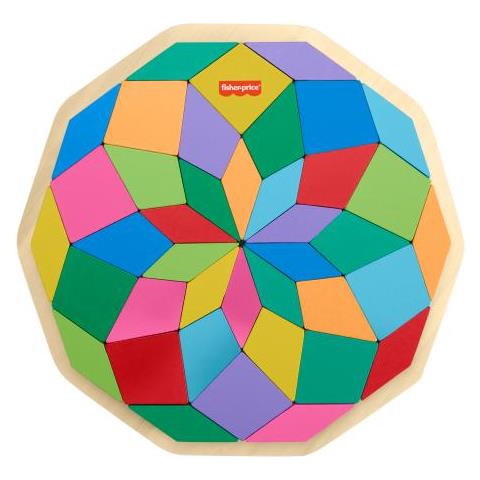 Puzzle Mandala In Legno Fisher-price-puzzle Con Motivi Geometrici Da 40 Pezzi Hxt94 - Foto 1