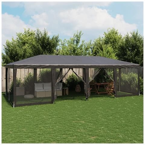 Tenda Per Feste Con 12 Pareti In Rete Antracite 8x4 M In Hdpe - Foto 1