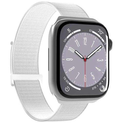 Bracciale Per Apple Watch 38-40-41-42mm Nylon Sport Regolabile E Confortevole, Blanc / Gris - Foto 7