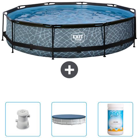 Piscina Fuori Terra - In Giro - 360x360x76 Cm - Grigio - Include Accessori Coordinati Cb87 - Foto 1