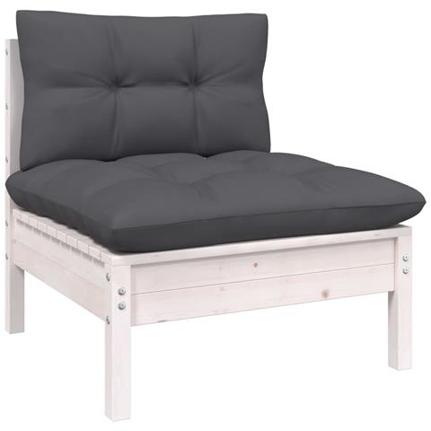 Set Divani Da Giardino 14 Pz Con Cuscini Bianchi Legno Di Pino - Foto 2