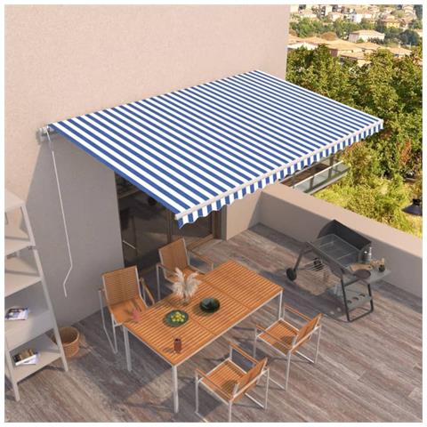 Lusso Casadino -  Tenda Da Sole Retrattile Automatica 500x350 Cm Blu E Bianca - Foto 8