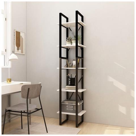 Lusso Casadino -  Libreria A 5 Ripiani Bianca 40x30x175 Cm In Legno Di Pino - Foto 8