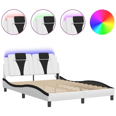 Lusso Casadino - Giroletto Viana Con Led Senza Materasso Bianco E Nero 120x200 Cm - Foto 1