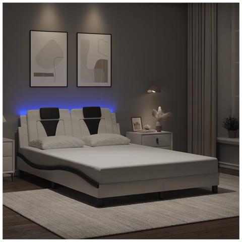 Lusso Casadino - Giroletto Viana Con Led Senza Materasso Bianco E Nero 120x200 Cm - Foto 8