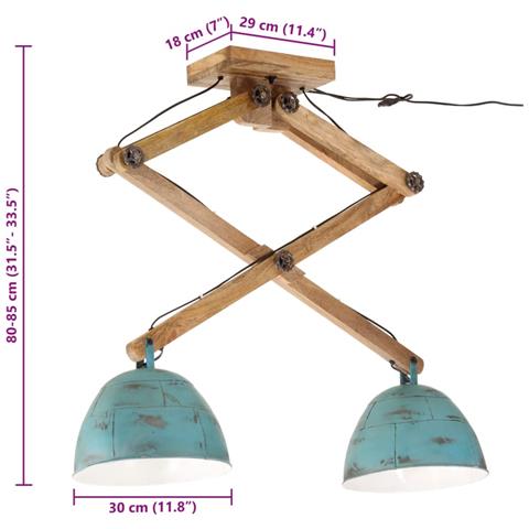 Lusso Casadino - Lampada Da Soffitto 25 W Blu Anticato 29x18x85 Cm E27 - Foto 8