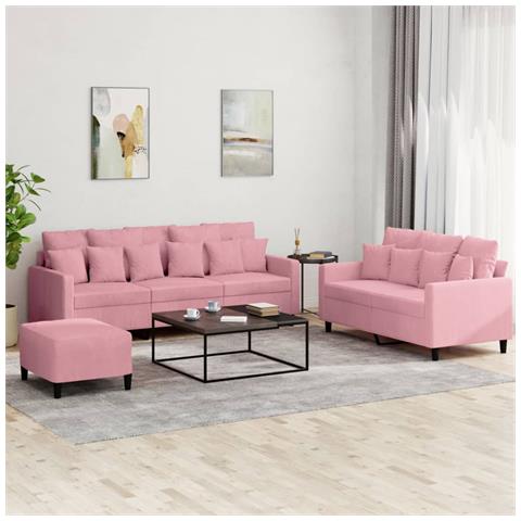 Set di Divani 3 pz con Cuscini rosa in Velluto - Foto 2