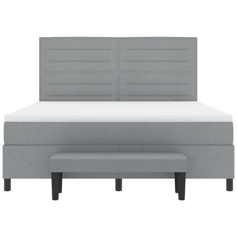Letto Box Spring con Materasso e Panca Grigia Chiara 180x200 cm in Tessuto - Foto 9