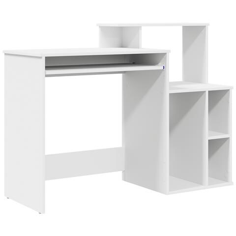 Scrivania con storage Bianca 120,5x44x88,5 cm Legno ingegnerizzato - Foto 1