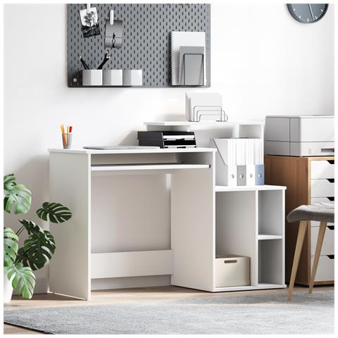 Scrivania con storage Bianca 120,5x44x88,5 cm Legno ingegnerizzato - Foto 2