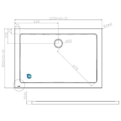 Piatto Doccia Ribassato 80x120 Cm Resina H3.5 Cm Monaco Bianco - Foto 2