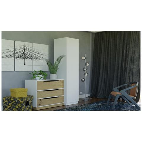 Topeshop SD-50 BIEL KPL, Bianco, Guardaroba, 5 ripiani, 1 porta/porte, Bianco - Foto 5