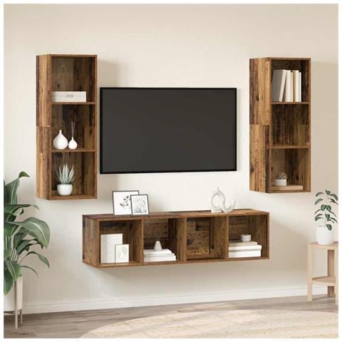 Set di mobili TV 3 pcs Legno vecchio 37 x 37 x 142.5 cm - Foto 2