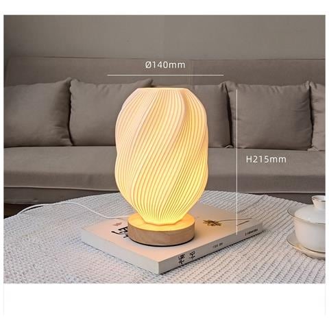 Lampada Da Tavolo Usb Dimmerabile 3d Con Base In Legno - Moderna Luce Notturna Da Comodino - Foto 2