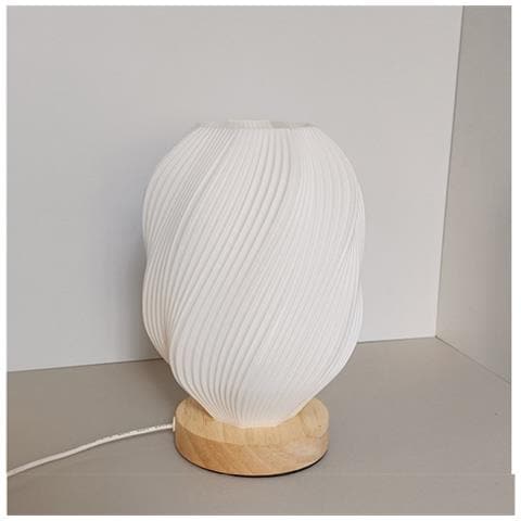 Lampada Da Tavolo Usb Dimmerabile 3d Con Base In Legno - Moderna Luce Notturna Da Comodino - Foto 3