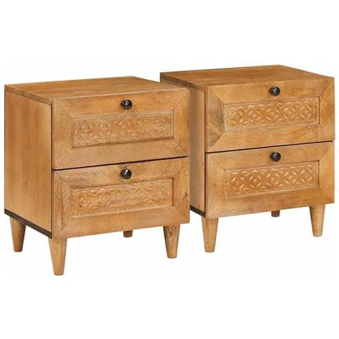 Comodino con cassetto 2 pcs Marrone chiaro 40 x 33 x 46 cm - Foto 1