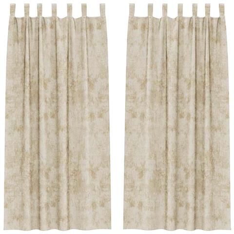 Tenda con tende 2 pcs Crema 260 x 140 cm Velluto - Foto 1
