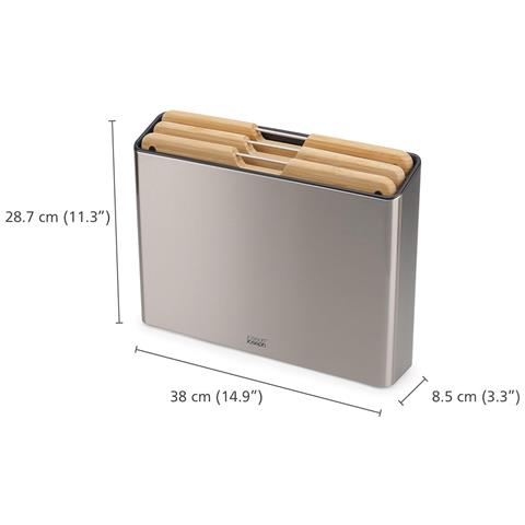Set Taglieri In Bambù E Acciaio Folio Tre Pezzi Per Cucina Superfici Resistenti Custodia In Acciaio Inox Piedi Antiscivolo Finitura Antimpronte - Foto 2
