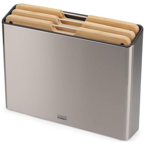 Set Taglieri In Bambù E Acciaio Folio Tre Pezzi Per Cucina Superfici Resistenti Custodia In Acciaio Inox Piedi Antiscivolo Finitura Antimpronte - Foto 1