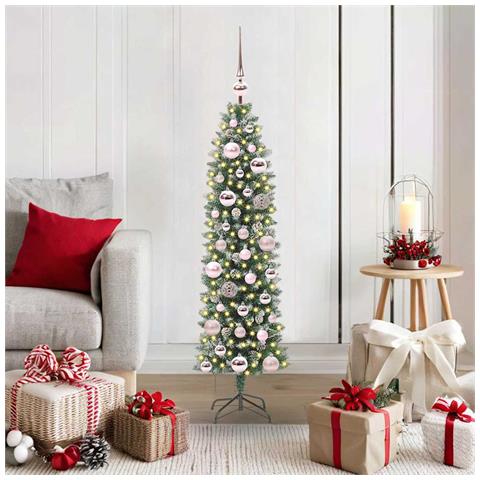 Albero di Natale Artificiale Sottile Verde e Bianco 120 cm - Foto 2