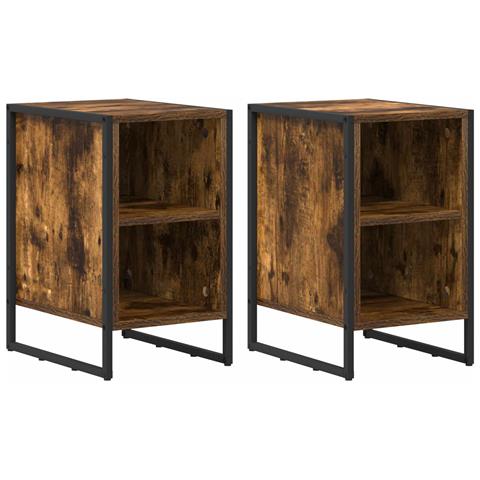 Comodino 2 pcs Rovere Fumè 39.5 x 30 x 50 cm Legno multistrato - Foto 1
