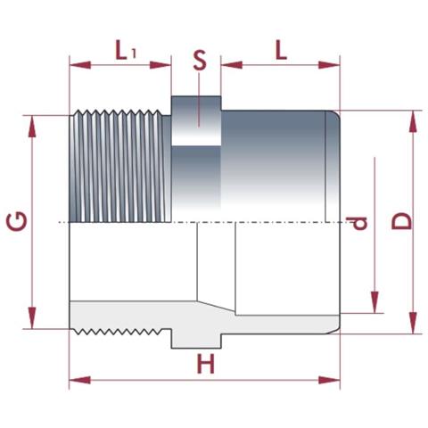 Raccordi Pvc Transizione  Manicotto 63-50mm X 1 1/2   Pn10  Boni-shop - Foto 2