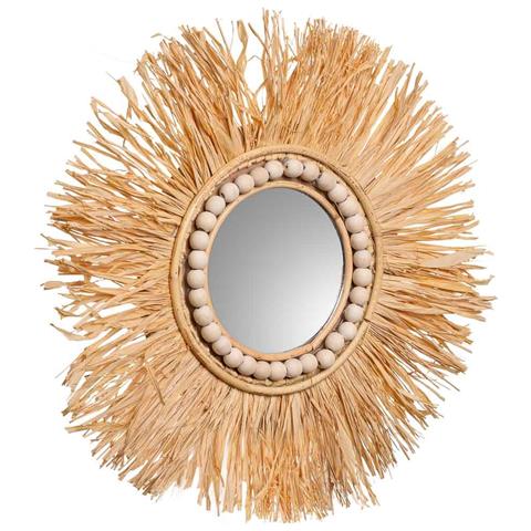 Specchio Rotondo In Fibra Naturale Marrone D44/13,5x02h - Foto 1