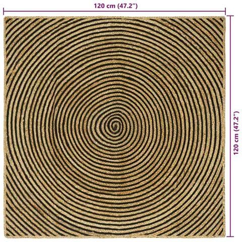 Tappeto Naturale e Nero 120 x 120 cm Juta - Foto 9