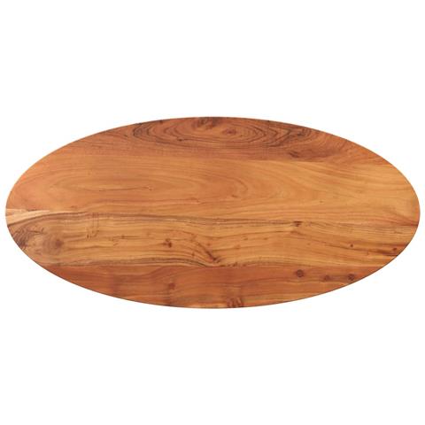 Piano Tavolo 100x50x2,5 cm Ovale in Legno Massello di Acacia - Foto 1