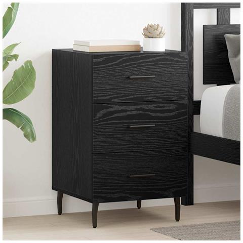 Armadio da Notte Rovere Nero 40 x 40 x 66 cm Legno multistrato - Foto 2