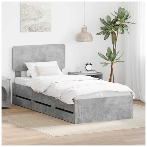 Struttura del letto con cassetto Grigio cemento 75 x 190 cm - Foto 2