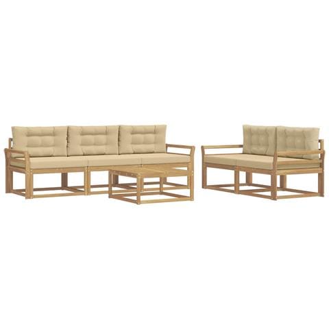 Set di divani da esterno con cuscino 6 pcs Bianco e Beige - Foto 1