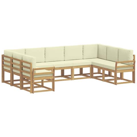 Set di divani da esterno con cuscino 9 pcs Bianco e Crema - Foto 1