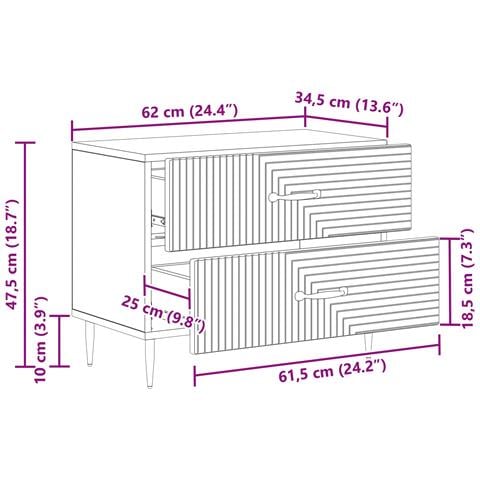Armadio da Notte con cassetto Legno antico 62 x 34,5 x 47,5 cm - Foto 9