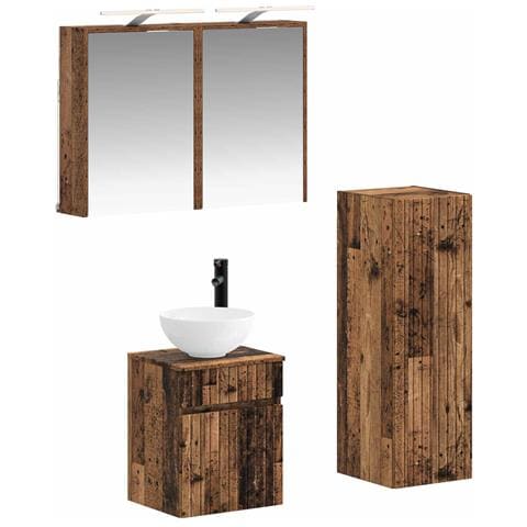 Set di mobili per il bagno 4 pcs Legno antico - Foto 1