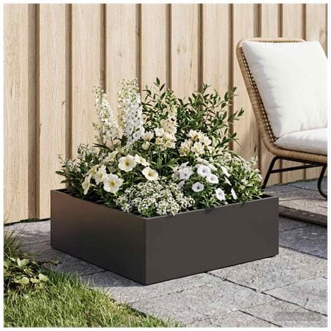 Vaso da giardino Nero 60 x 60 x 20 cm Acciaio laminato a freddo - Foto 2