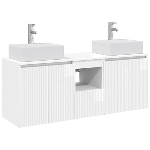 Set di Armadi da Bagno 3 pz Bianco Lucido 49,5 x 41 x 62,5 cm - Foto 1