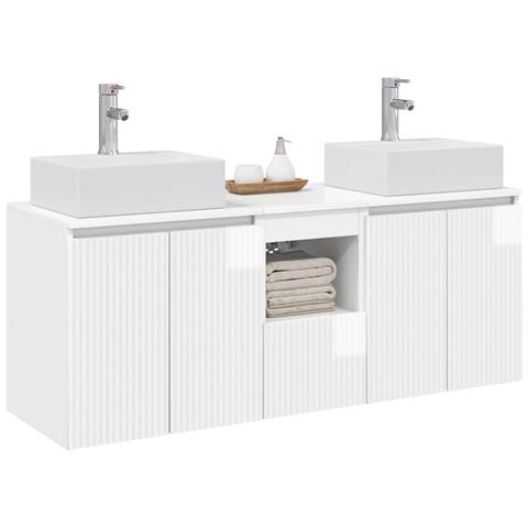 Set di Armadi da Bagno 3 pz Bianco Lucido 49,5 x 41 x 62,5 cm - Foto 10