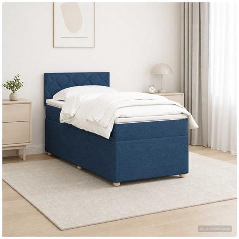 Letto box spring con materasso Blu 80 x 200 cm Tessuto - Foto 2